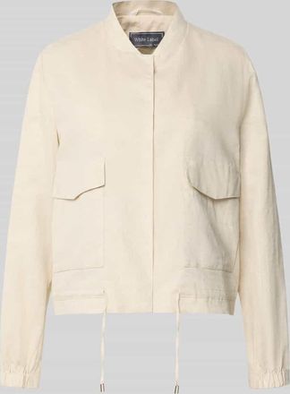 White Label Regular Fit Jacke aus Leinen-Mix mit Stehkragen in Sand, Gr&ouml;&szlig;e 34