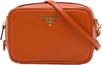 Prada Pre-owned Vintage Crossbody Bag - Dames - Vintage Schoudertas - Oranje - ONE Size - Leer - Vintage