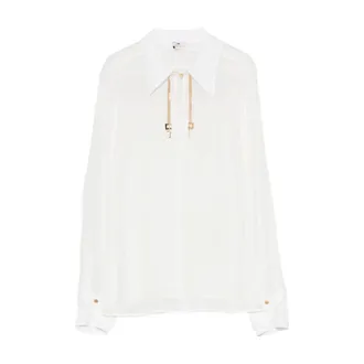 Elisabetta Franchi Overhemden, Dames, Wit, M, Blouse met kettingdetail