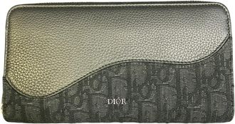 Dior Black Cotton Canvas Fabric Leather Long Wallet (Bi-Fold) (Pre-Owned)