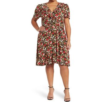 By Design Ruffle Floral Wrap Dress in Ditsy Dream at Nordstrom Rack, Size 1X
