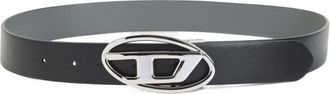 Diesel Black Belt With Oval Logo Buckle
