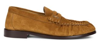 Saint Laurent Womens Loafers Camel Suede Calfskin
