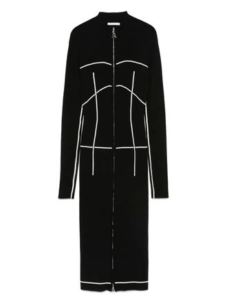 Patrizia Pepe zip-front contrast-knit dress - Black