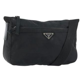 Prada Pre-owned Cross Body Bags, female, Black, Size: ONE SIZE Pre-owned Nylon Cross Body Bag