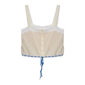 Chlo&eacute; Camisole Top met kanten inzetstukken - Dames - Tops - Beige - Maat: M Katoen