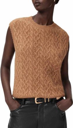 AllSaints Sirius Cable Alpaca Blend Sweater Vest in Rattan Brown at Nordstrom, Size X-Small