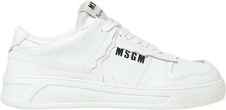 Msgm Leather Low Top Sneakers - Heren - Sneakers - Wit - 44 EU - Leer - Schoenen