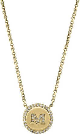 Effy Diamond M Initial Disc Pendant Necklace in Gold at Nordstrom Rack, Size 18