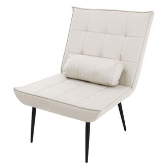 ML Design Sill&oacute;n Reclinable Crema Asiento Con Revestimiento Y Patas De Metal Negro Sof&aacute; Individual Para Tv, Comedor, Sal&oacute;n Dise&ntilde;o Moderno Elegante Mueble Tapiza