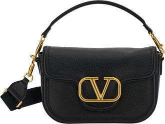 Valentino Garavani Black Loc Leather Shoulder Bag