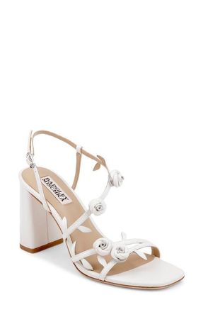 Badgley Mischka Orsola Block Heel Sandal in White Leather at Nordstrom, Size 6.5