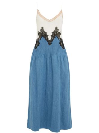 Gabriela Hearst Althea midi dress - women - Cotton/Linen/Flax - 42 - Blue