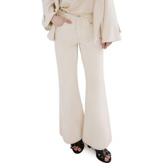 Mango Mid Rise Flare Jeans in Ecru at Nordstrom, Size 12