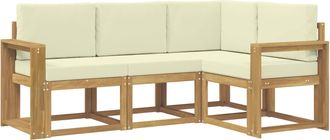 vidaXL Conjunto De Sof&aacute;s De Exterior 4 Uds. Blanco Y Crema Vidaxl