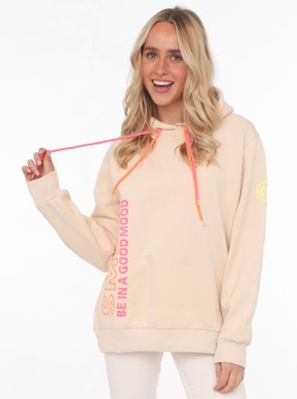 Zwillingsherz Sweatshirt gestickter Schriftzug, Kapuze, Langarm, Kängurutasche, Neon-Details