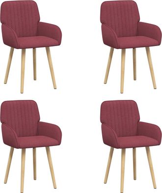 vidaXL Sillas De Comedor 4 Uds. Tela Rojo Vino 56,5 X 50 X 87,5 Cm Vidaxl