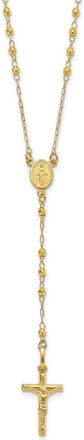 Diamond2Deal 14K Yellow Gold Polished Faceted Beads Rosary Cross Necklace 24