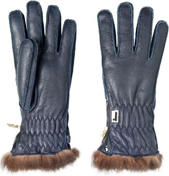 Restelli Guanti Blauwe Ski Peccary Handschoen - unisex - Handschoenen - Blauw - 8 IN - Accessoires