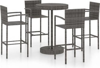 vidaXL 5 Piece Garden Bar Poly Rattan Grey Vidaxl