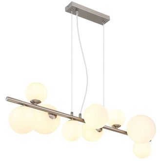 Netlighting Riha Globe Pendant Nickel Matt Opal Glass Shade 9x G9 3000K in Grey