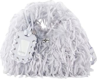 Ganni Hobo Mini Grained - Dames - Tassen - Grijs - Maat: ONE Size Poliester