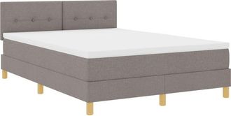 vidaXL Box Spring Bed with Mattress Taupe 140 x 200 cm Fabric vidaXL