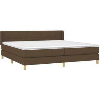 vidaXL Vidaxl - Cama Box Spring Con Colch&oacute;n Tela Marr&oacute;n Oscuro 200x200 Cm