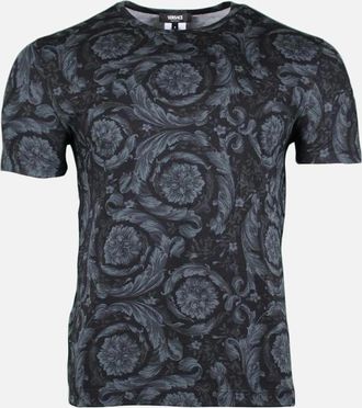 Versace Mens Versace Barocco T-Shirt, Black/Grey - Size: 38