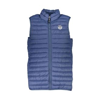 North Sails Waistcoats, male, Blue, 2XL, Blue Polyamide Mens Sleeveless Jacket