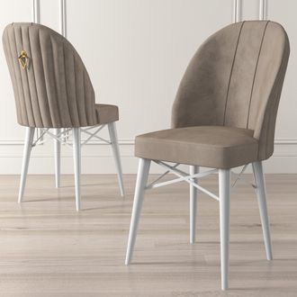 Dmora Silla Perillis, 6 Sillas, Tapizadas, Peso Soportado 120 Kg, Beige