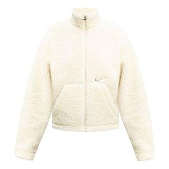 Nike (WMNS) Nike Logo Fleece Stand Collar Stay Warm Short Jacket White CU6639-238