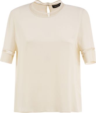 Fabiana Filippi Blusa De Crep&eacute; De Seda Y Acetato Con Ribetes Bordados
