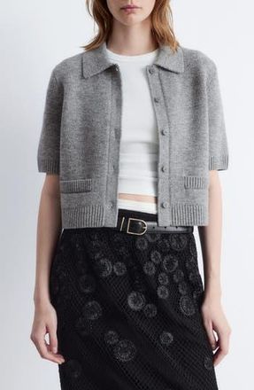 & Other Stories Short Sleeve Wool Blend Cardigan in Grey Medium Dusty at Nordstrom Rack, Size Large