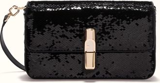 Furla Iride Crossbody S Nero Black Paillettes Fabric Woman