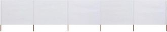 vidaXL Paravento a 5 Pannelli in Tessuto 600x120 cm Bianco Sabbia - Vidaxl