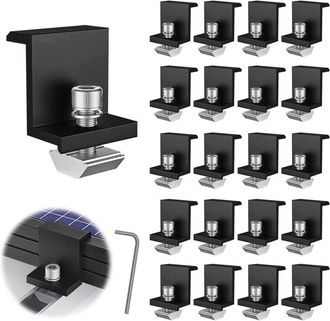 OEM 20 Soportes De Montaje Para Paneles Solares En Forma De Z De 30 Mm Con Llave Hexagonal Para Techos, Barcos Y Kits De Paneles Solares, Color Negro