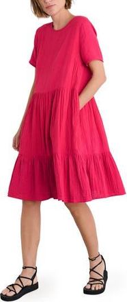 Seasalt Cornwall Pebble Comb Organic Cotton Gauze Dress in Wild Raspberry at Nordstrom Rack, Size 14 Us / 18 Uk