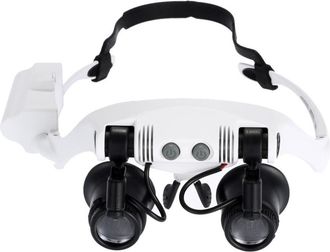 Trade Shop Trade Shop - Visiera Occhiali Lente Ingrandment Precision Con 2 Leds 4 Lenti Luce 9892gj-3a
