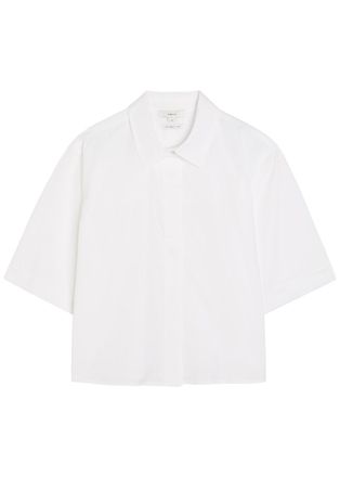Vince Scalloped Detail Cotton Shirt - White - S (UK8-10 / S)