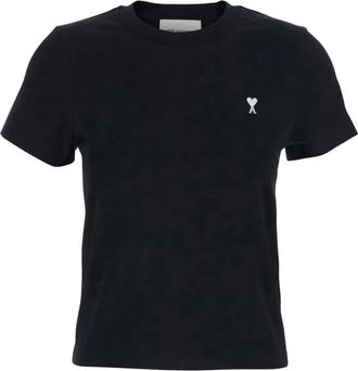 Ami De Coeur Cropped T-Shirt - Dames - T-shirts - Zwart - XS - Katoen - Tops