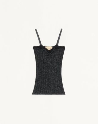 Valentino Top In Maglia Di Lurex Donna NERO/SILVER XL