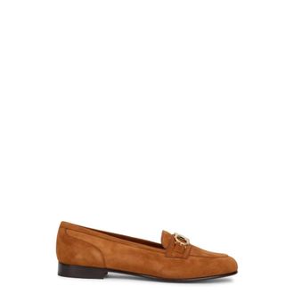 Ferragamo Suede Gancini Bit Loafers - Dames - Schoenen - Bruin - Maat: 39 EU Su&egrave;de