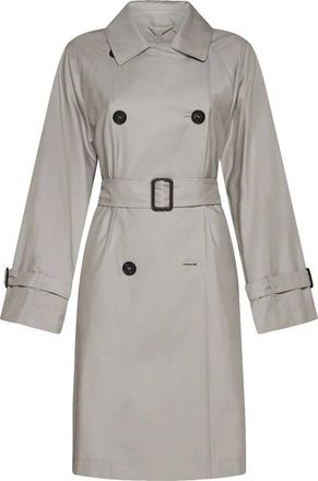 Max Mara Jassen, Dames, Beige, L, Katoen, Beige Katoenen Trenchcoat Aw 24