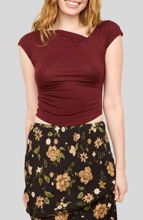 Blu Pepper Asymmetrical Neckline Knit Top in Burgundy at Nordstrom Rack, Size Medium