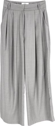 Frankie Shop Pleated Wide-Leg Trousers in Grey Polyester