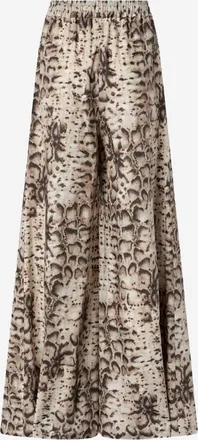 Pinko Womens Cotton Trousers With Animal Print Multicolour