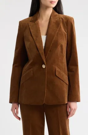 Tahari by ASL One-Button Corduroy Jacket in Luggage at Nordstrom, Size 14