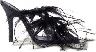 The Attico 105mm feather-embellished stiletto sandals - women - Sheepskin/Emu Feathers/Goat Skin/Bovine Leather - 37 - 100 BLACK