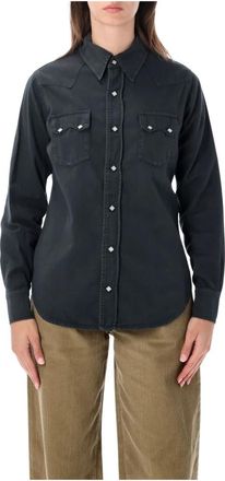 Fortela Toledo Texan Shirt - Dames - Spijkeroverhemden - Zwart - S - Katoen - Overhemden